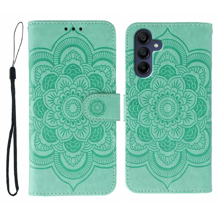 Custodia in pelle con motivo in rilievo Sun Mandala per Samsung Galaxy S25+
