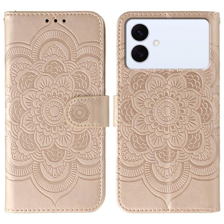 Custodia in pelle con motivo Sun Mandala per Samsung Galaxy S26 Edge 5G