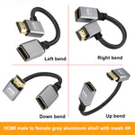 Cavo di prolunga HDMI maschio a femmina 4K UHD Adattatore TV per computer, lunghezza: 20 cm, Upward Bend, Downward Bend, Left Elbow, Right Elbow