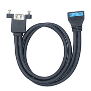 Doppio USB 3.0 con foro per vite fissa per cavo di prolunga a gomito a 20 pin, Black