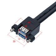 Doppio USB 3.0 con foro per vite fissa per cavo di prolunga a gomito a 20 pin, Black