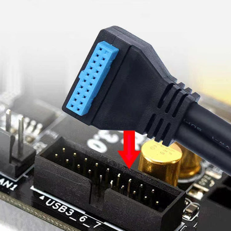 Doppio USB 3.0 con foro per vite fissa per cavo di prolunga a gomito a 20 pin, Black