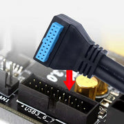 Doppio USB 3.0 con foro per vite fissa per cavo di prolunga a gomito a 20 pin, Black