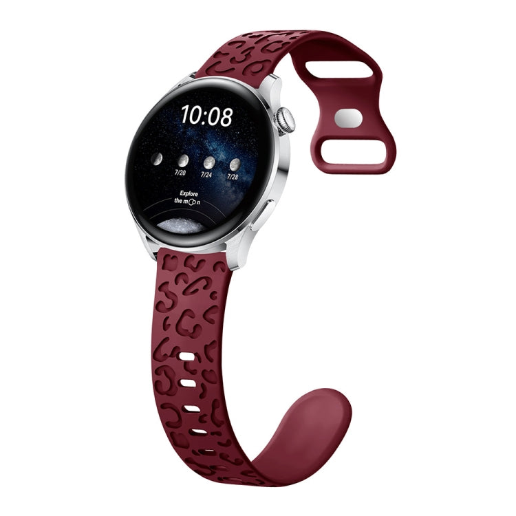 Cinturino per orologio in silicone con fibbia a forma di farfalla con stampa leopardata concava, 20mm