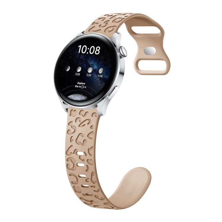 Cinturino per orologio in silicone con fibbia a forma di farfalla con stampa leopardata concava, 20mm