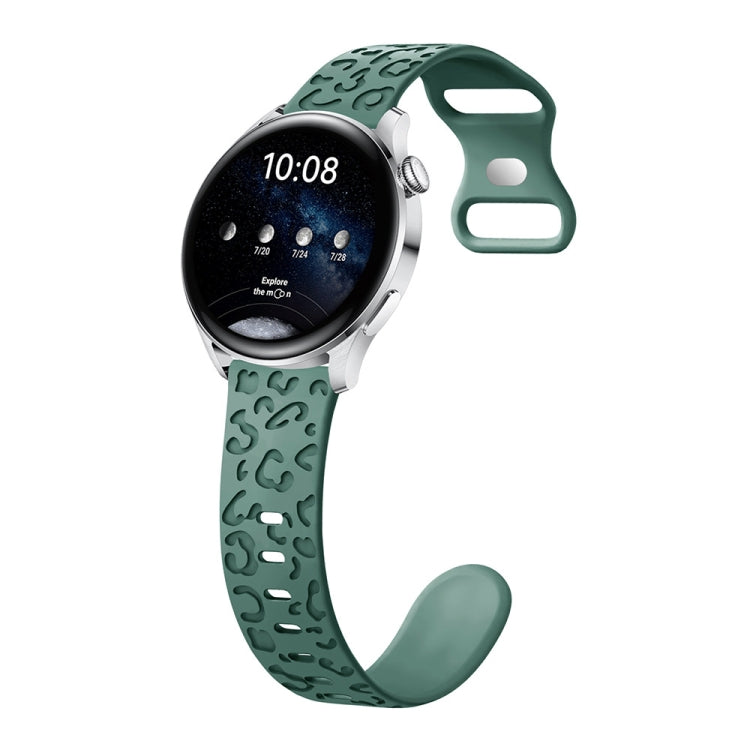 Cinturino per orologio in silicone con fibbia a forma di farfalla con stampa leopardata concava, 20mm