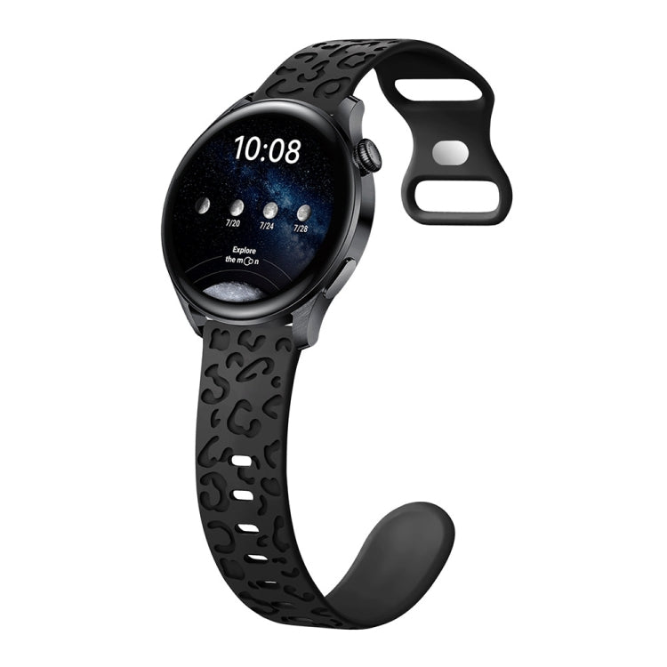 Cinturino per orologio in silicone con fibbia a forma di farfalla con stampa leopardata concava, 22mm
