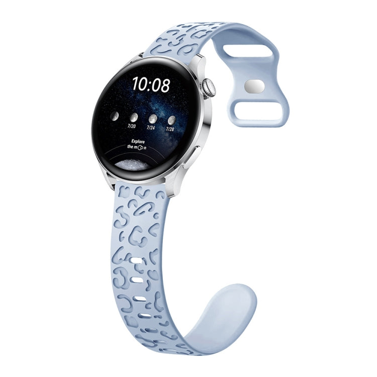 Cinturino per orologio in silicone con fibbia a forma di farfalla con stampa leopardata concava, 22mm