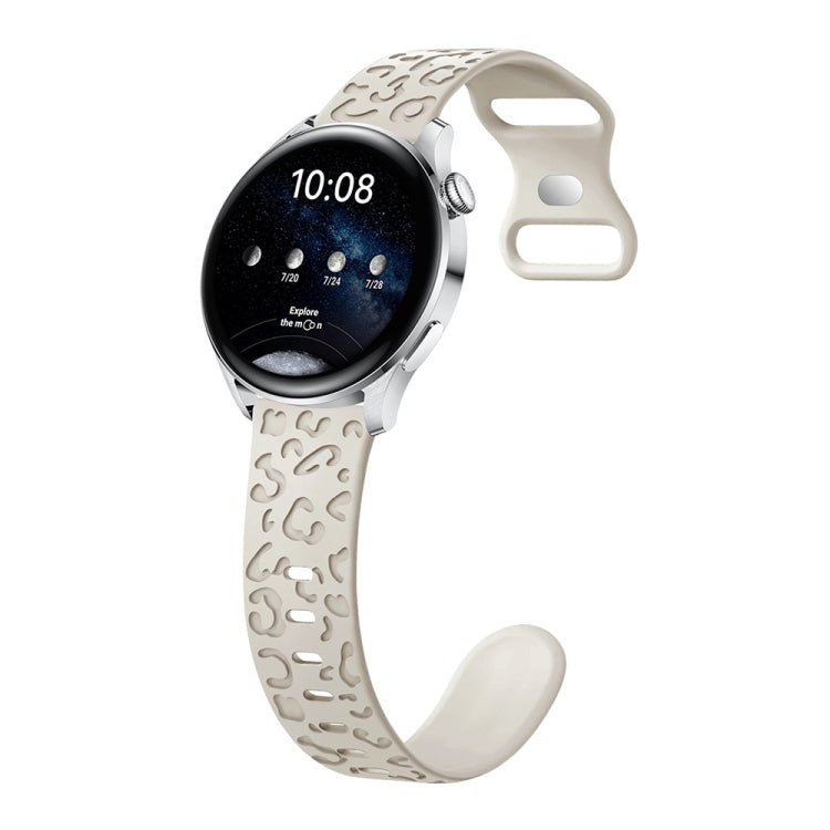Cinturino per orologio in silicone con fibbia a forma di farfalla con stampa leopardata concava, 22mm