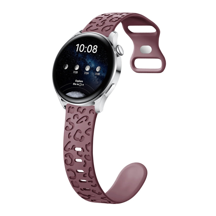 Cinturino per orologio in silicone con fibbia a forma di farfalla con stampa leopardata concava, 22mm
