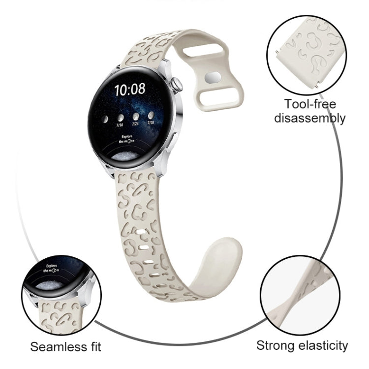 Cinturino per orologio in silicone con fibbia a forma di farfalla con stampa leopardata concava, 20mm