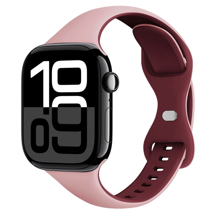Cinturino per orologio in silicone sottile con fibbia a farfalla bicolore, For Apple Watch Series 10 46mm, For Apple Watch Series 10 42mm, For Apple Watch SE 2023 44mm