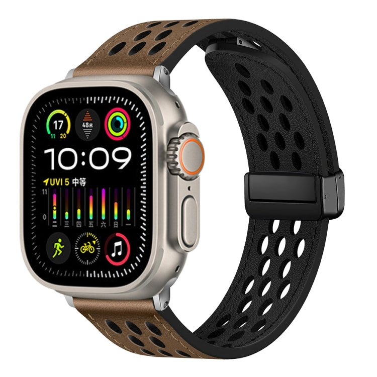 Cinturino per orologio in pelle PU con fibbia pieghevole stile foro, For Apple Watch Series 10 46mm, For Apple Watch Series 10 42mm, For Apple Watch SE 2023 44mm, For Apple Watch SE 2023 40mm, For Apple Watch Ultra 2 49mm, For Apple Watch Series 9 45mm...