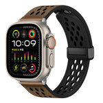 Cinturino per orologio in pelle PU con fibbia pieghevole stile foro, For Apple Watch Series 10 46mm, For Apple Watch Series 10 42mm, For Apple Watch SE 2023 44mm, For Apple Watch SE 2023 40mm, For Apple Watch Ultra 2 49mm, For Apple Watch Series 9 45mm...