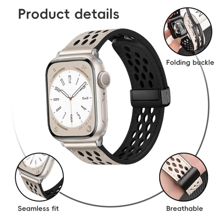 Cinturino per orologio in pelle PU con fibbia pieghevole stile foro, For Apple Watch Series 10 46mm, For Apple Watch Series 10 42mm, For Apple Watch SE 2023 44mm, For Apple Watch SE 2023 40mm, For Apple Watch Ultra 2 49mm, For Apple Watch Series 9 45mm...
