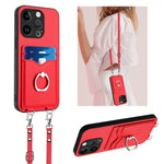 Custodia per telefono porta carte con anello in corda a tracolla R20, For iPhone 15 Pro Max, For iPhone 15 Pro, For iPhone 15 Plus, For iPhone 15