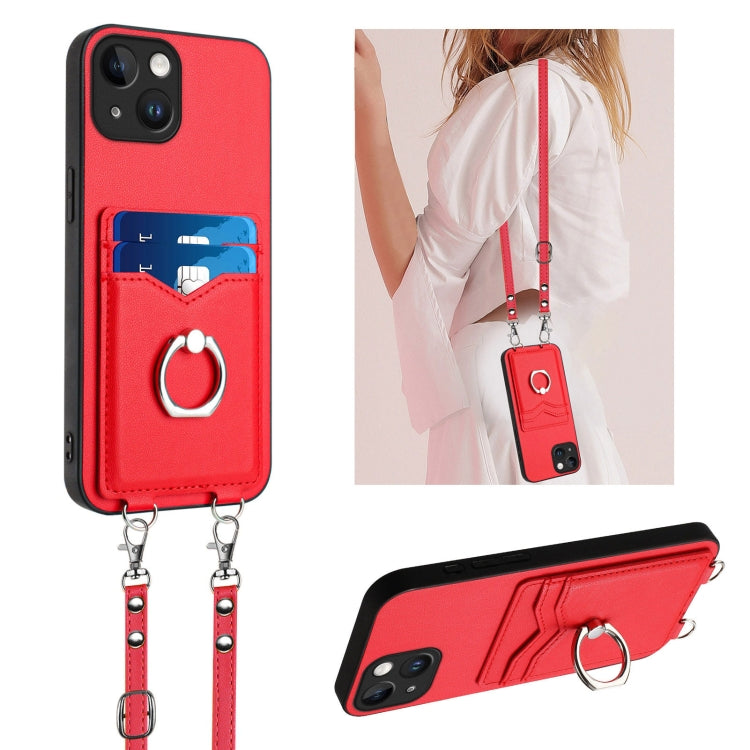 Custodia per telefono porta carte con anello in corda a tracolla R20, For iPhone 15 Pro Max, For iPhone 15 Pro, For iPhone 15 Plus, For iPhone 15