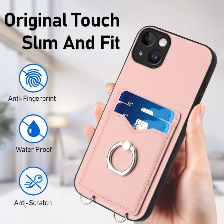 Custodia per telefono porta carte con anello in corda a tracolla R20, For iPhone 14 Plus, For iPhone 14, For iPhone 14 Pro, For iPhone 14 Pro Max