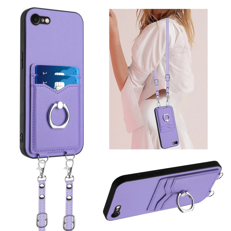 Custodia per telefono porta carte con anello in corda a tracolla R20, For iPhone SE 2022 / SE 2020 / 8, For iPhone 13 Pro Max, For iPhone 13 Pro, For iPhone 13