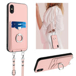 Custodia per telefono porta carte con anello in corda a tracolla R20, For iPhone XS / X, For iPhone XR, For iPhone XS Max, For iPhone 8 Plus / 7 Plus