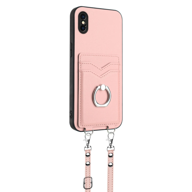 Custodia per telefono porta carte con anello in corda a tracolla R20, For iPhone XS / X, For iPhone XR, For iPhone XS Max, For iPhone 8 Plus / 7 Plus