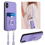 Custodia per telefono porta carte con anello in corda a tracolla R20, For iPhone XS / X, For iPhone XR, For iPhone XS Max, For iPhone 8 Plus / 7 Plus