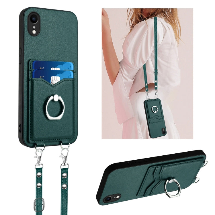 Custodia per telefono porta carte con anello in corda a tracolla R20, For iPhone XS / X, For iPhone XR, For iPhone XS Max, For iPhone 8 Plus / 7 Plus