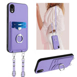 Custodia per telefono porta carte con anello in corda a tracolla R20, For iPhone XS / X, For iPhone XR, For iPhone XS Max, For iPhone 8 Plus / 7 Plus