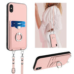 Custodia per telefono porta carte con anello in corda a tracolla R20, For iPhone XS / X, For iPhone XR, For iPhone XS Max, For iPhone 8 Plus / 7 Plus