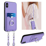 Custodia per telefono porta carte con anello in corda a tracolla R20, For iPhone XS / X, For iPhone XR, For iPhone XS Max, For iPhone 8 Plus / 7 Plus