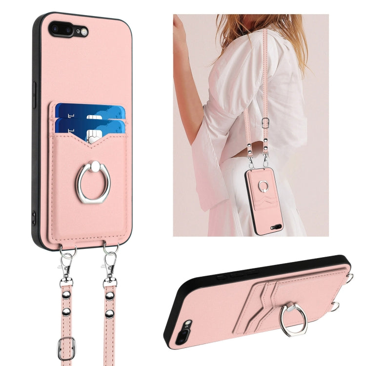 Custodia per telefono porta carte con anello in corda a tracolla R20, For iPhone XS / X, For iPhone XR, For iPhone XS Max, For iPhone 8 Plus / 7 Plus