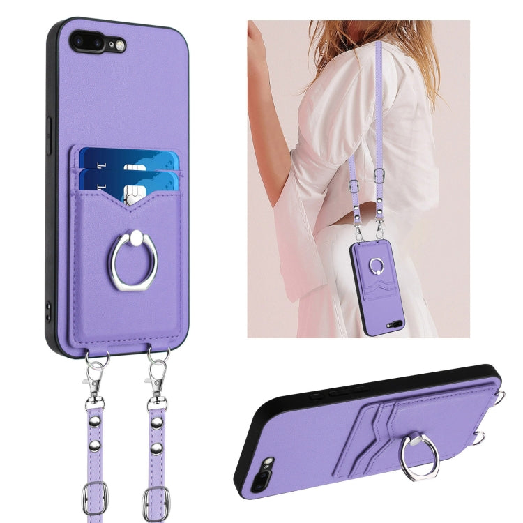 Custodia per telefono porta carte con anello in corda a tracolla R20, For iPhone XS / X, For iPhone XR, For iPhone XS Max, For iPhone 8 Plus / 7 Plus