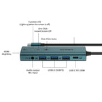Onten UC123+ Docking station HUB multifunzione da USB-C/Tipo-C a HDTV con pulsante, UC123+ (Grey), UC123+ (Green)