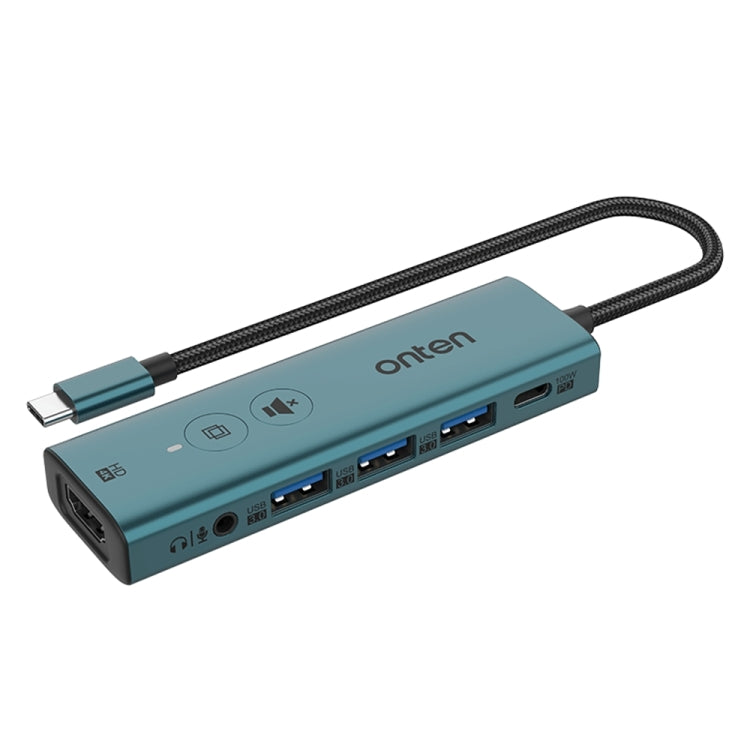 Onten UC123+ Docking station HUB multifunzione da USB-C/Tipo-C a HDTV con pulsante, UC123+ (Grey), UC123+ (Green)