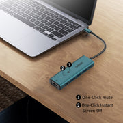 Onten UC123+ Docking station HUB multifunzione da USB-C/Tipo-C a HDTV con pulsante, UC123+ (Grey), UC123+ (Green)