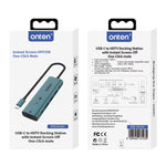 Onten UC123+ Docking station HUB multifunzione da USB-C/Tipo-C a HDTV con pulsante, UC123+ (Grey), UC123+ (Green)
