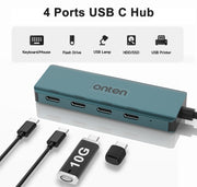 Onten UC620 Docking station HUB multifunzione 4 in 1 da USB-C/Tipo-C a USB 3.2 Gen2 da 10 Gbps, UC620