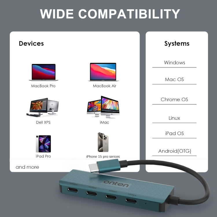 Onten UC620 Docking station HUB multifunzione 4 in 1 da USB-C/Tipo-C a USB 3.2 Gen2 da 10 Gbps, UC620