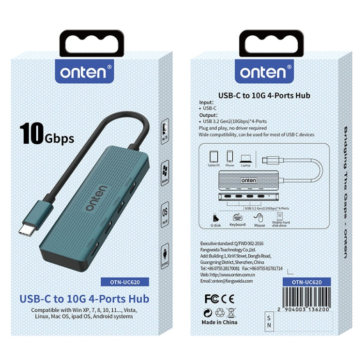 Onten UC620 Docking station HUB multifunzione 4 in 1 da USB-C/Tipo-C a USB 3.2 Gen2 da 10 Gbps, UC620