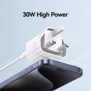 Caricabatterie rapido GaN USB-C/tipo C da 30 W USAMS CC253, presa UK, CC253