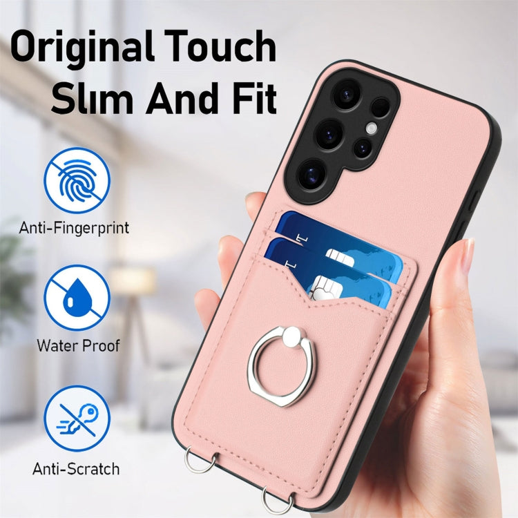 Custodia porta carte con anello a tracolla per Samsung Galaxy S24 Ultra 5G