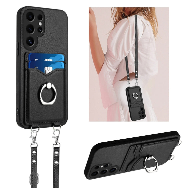 Custodia porta carte con anello a tracolla per Samsung Galaxy S24 Ultra 5G