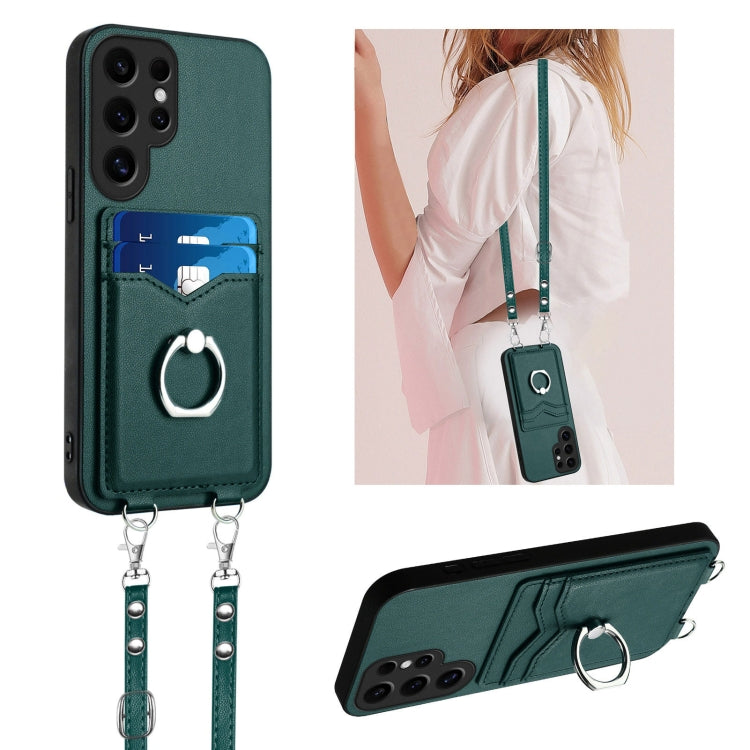 Custodia porta carte con anello a tracolla per Samsung Galaxy S24 Ultra 5G
