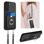 Custodia porta carte con anello a tracolla per Samsung Galaxy S22 Ultra 5G