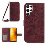 Custodia pelle con motivo Sun Flower goffrato con cordino per Samsung Galaxy
