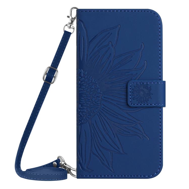 Custodia per cellulare in pelle con motivo Sun Flower goffrato Skin Feel con cordino, For Galaxy S26 FE 5G, For Samsung Galaxy S25 FE 5G