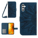 Custodia per cellulare in pelle con motivo Sun Flower goffrato Skin Feel con cordino, For Galaxy S26 FE 5G, For Samsung Galaxy S25 FE 5G