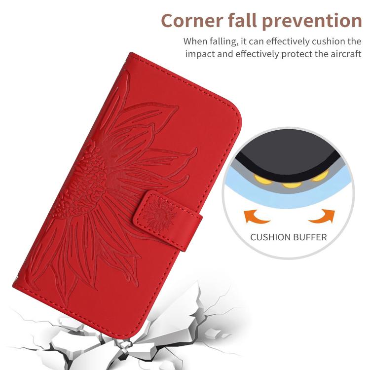 Custodia per cellulare in pelle con motivo Sun Flower goffrato Skin Feel con cordino, For Galaxy S26 FE 5G, For Samsung Galaxy S25 FE 5G
