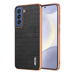 Custodia per telefono a copertura totale con struttura in coccodrillo con cornice elettrolitica AZNS, For Samsung Galaxy S21 FE 5G