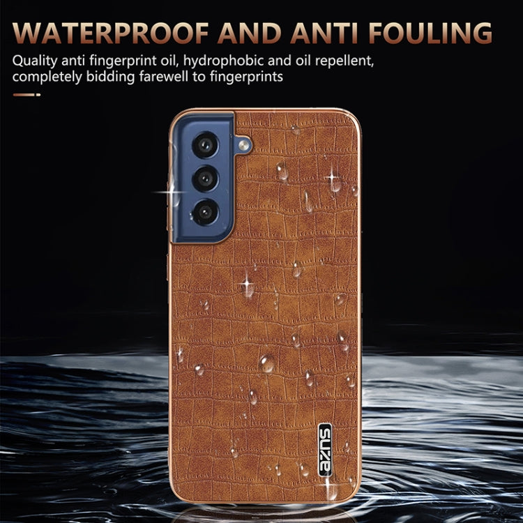Custodia per telefono a copertura totale con struttura in coccodrillo con cornice elettrolitica AZNS, For Samsung Galaxy S21 FE 5G